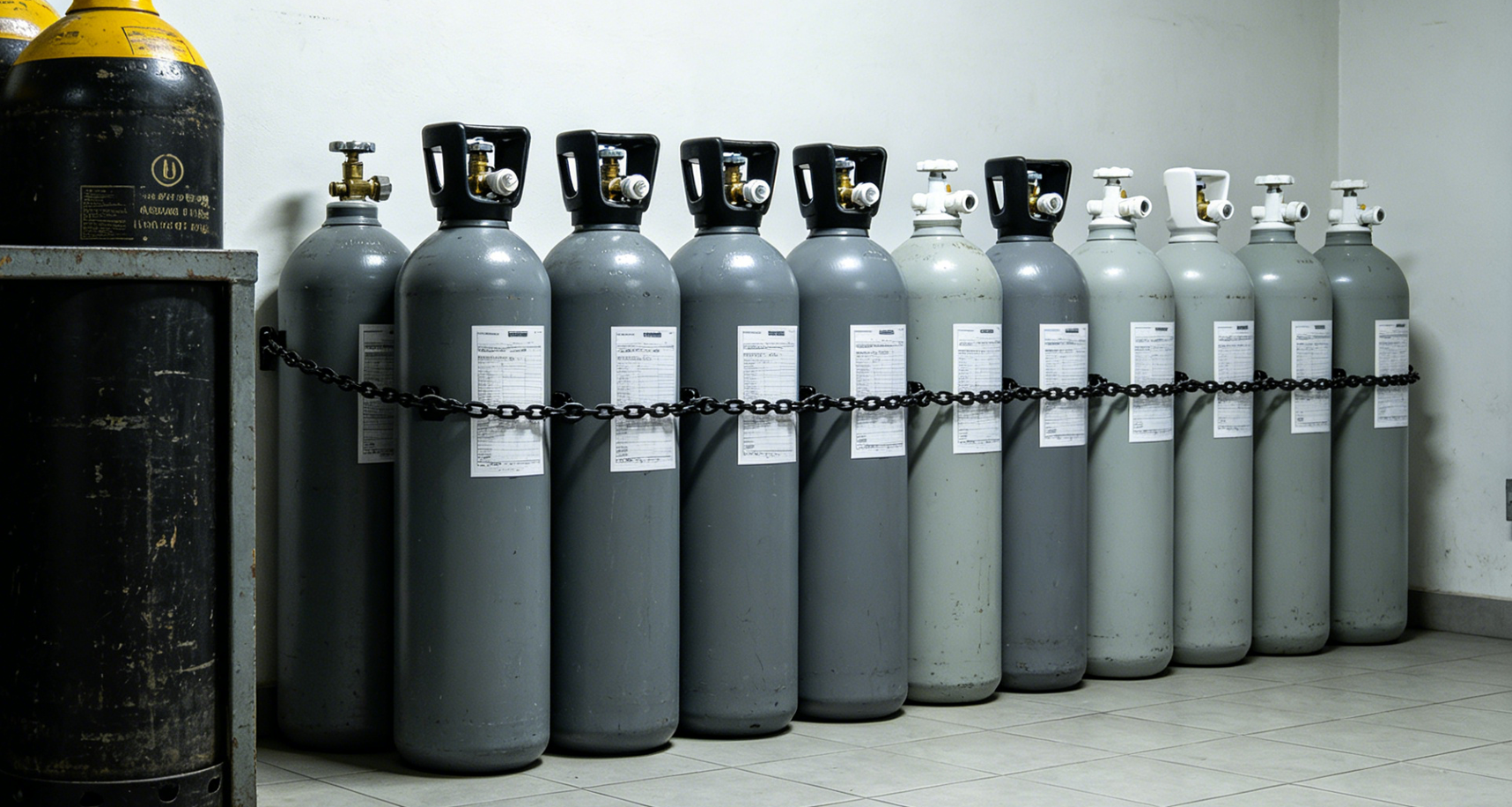 Safe commercial CO2 cylinder storage and draught dispense infrastructure in a modern bar cellar